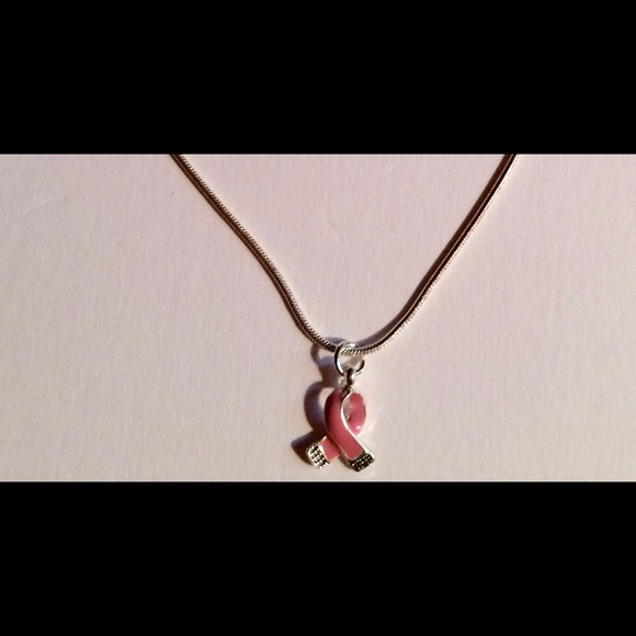 Support Breast Cancer Research- 17 inch chain tiny Breast Cancer 1/2" charm - Picture 3 of 8